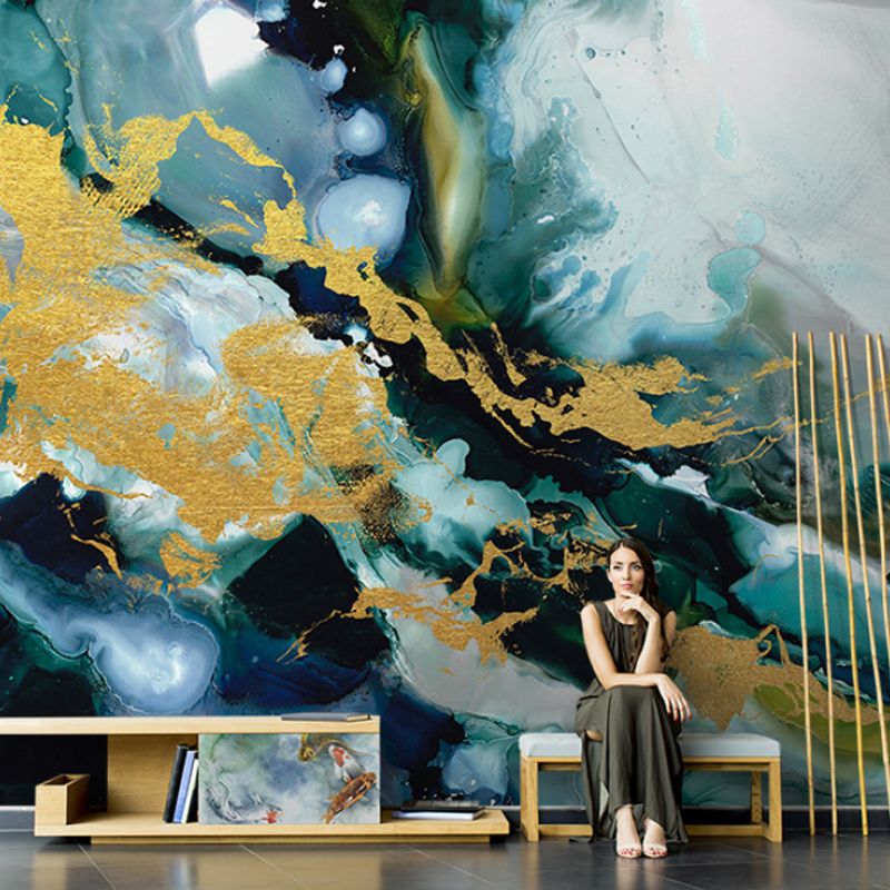 Full Size Wall Mural in Yellow and Green Non-Woven Material Wall Art for Home Decor, Made to Measure