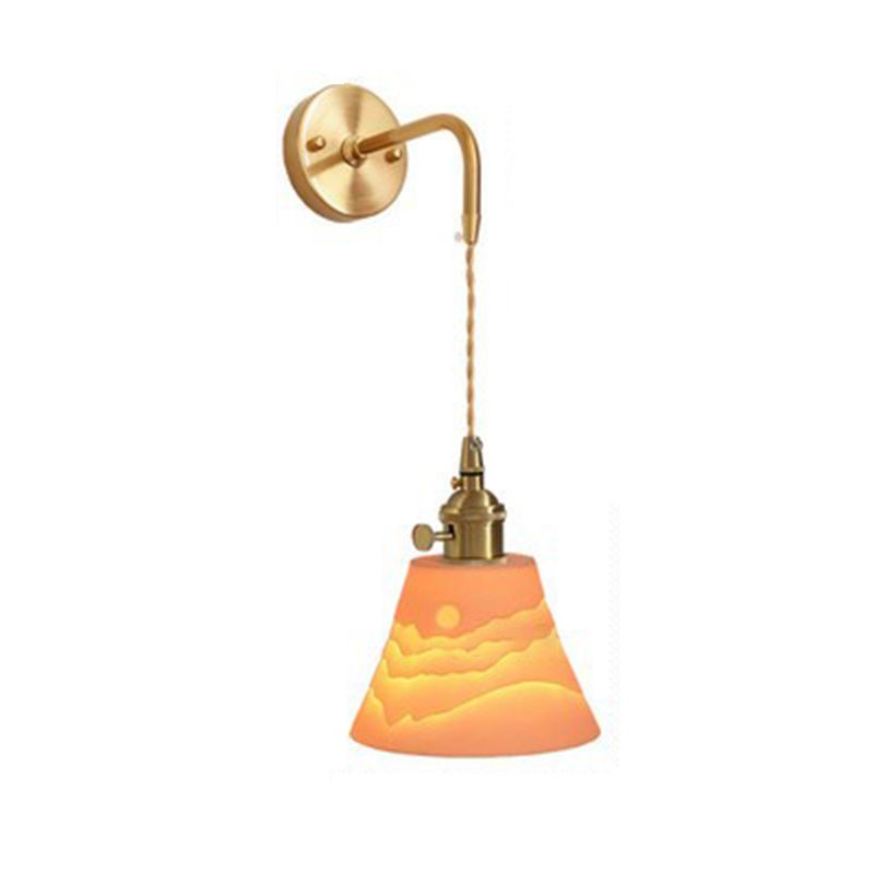 Modern Metal Wall Sconce Cone Shape Wall Lamps with Ceramic Shade