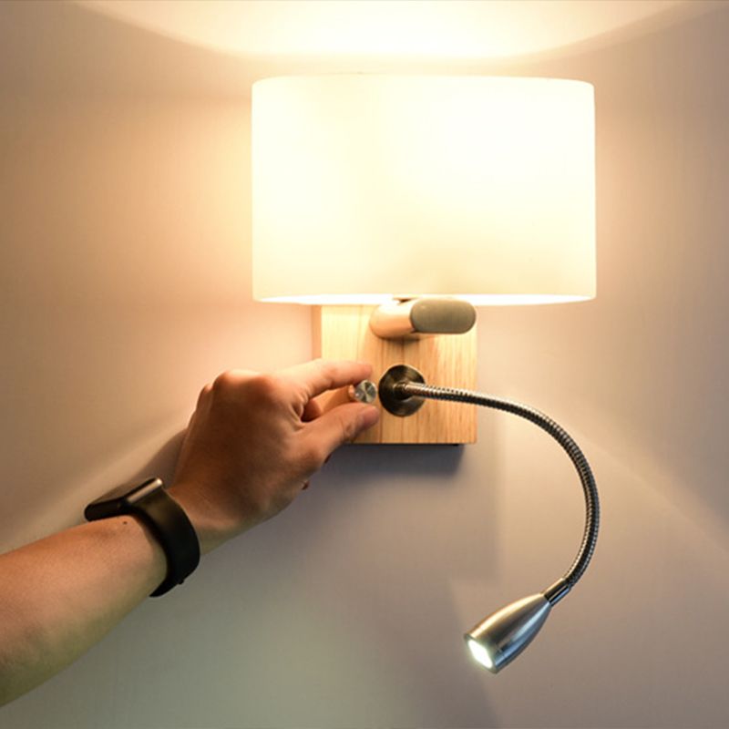 Ovale glazen schaduw eenvoud wandlamp verstelbaar spotlight design moderne stijl led bedmeting leeslicht met houten basis