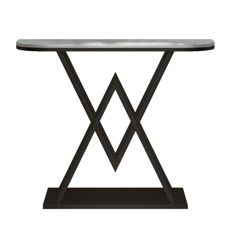 12" W Glam Marble Console Table Half Moon Stain Resistant Accent Table for Hall