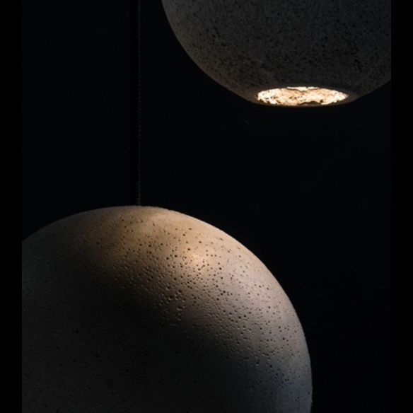 Mini Sphere Hanging Lamp Modern Cement 1 Head Restaurant Pendant Light in Grey