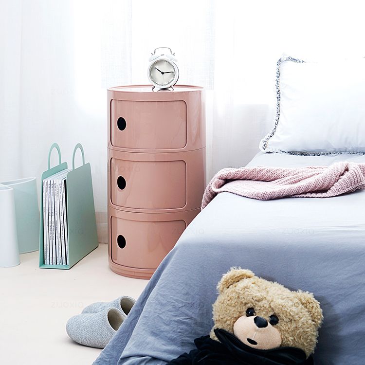 Plastic Nightstand Or End Table, Modern 2/3/4-Door Bedside Cabinet