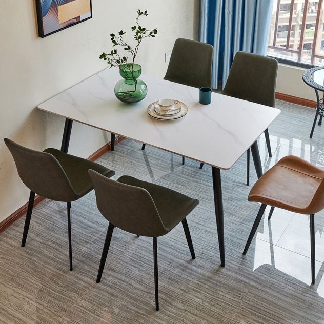 Simple Home Sintered Stone Dining Table Rectangle Shape Dining Table with 4 Legs Base