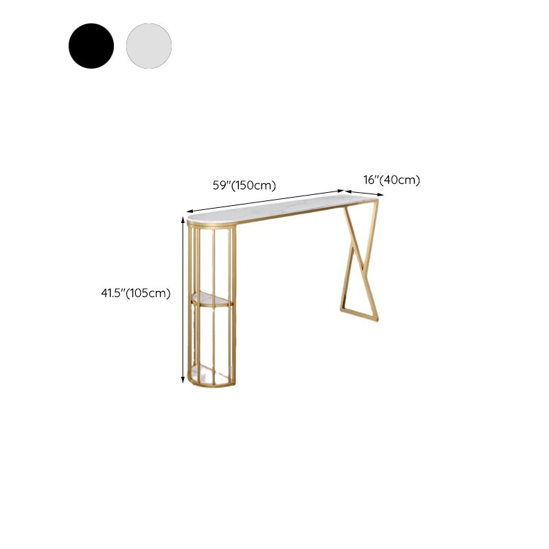 Modern Stone Bar Table Dining Table with Storage Shelves for Kitchen Living Room