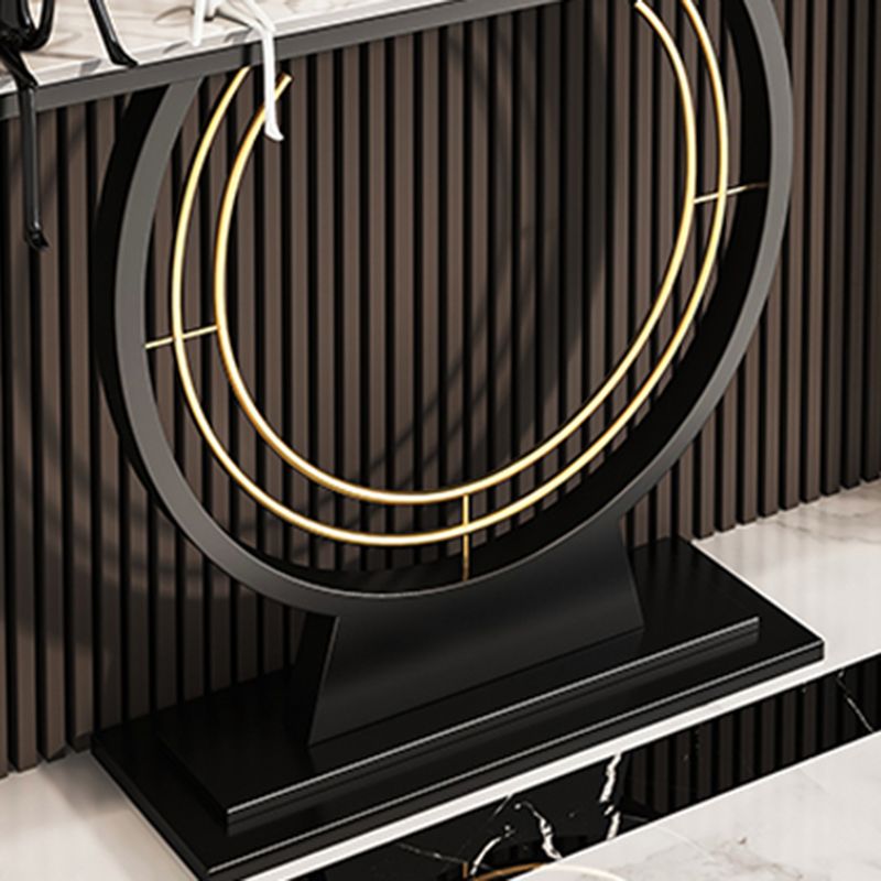 Contemporary Accent Table Antique Finish Sofa Console Table in Marble