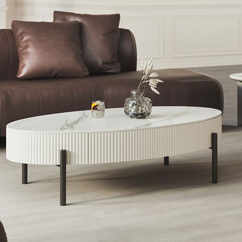 Glam 4 Legs Coffee Cocktail Table Slate Cocktail Table with Storage Drawers