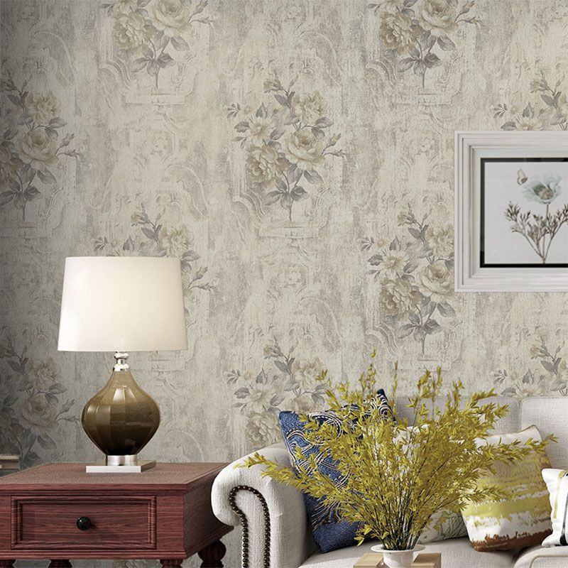 Elegant Blossoming Rose Wall Art for Living Room Nostalgic Wallpaper Roll, 33 ft. x 20.5 in