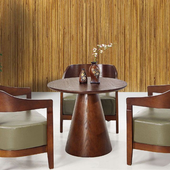 Solid Wood Contemporary Round Dining Table Wood Top Table for Kitchen