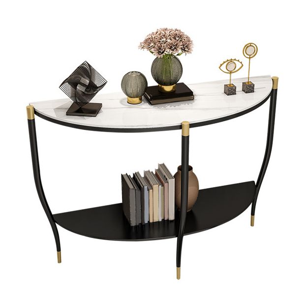 Stone Half Moon Console Table 33.46" Tall Legs Included Accent Table