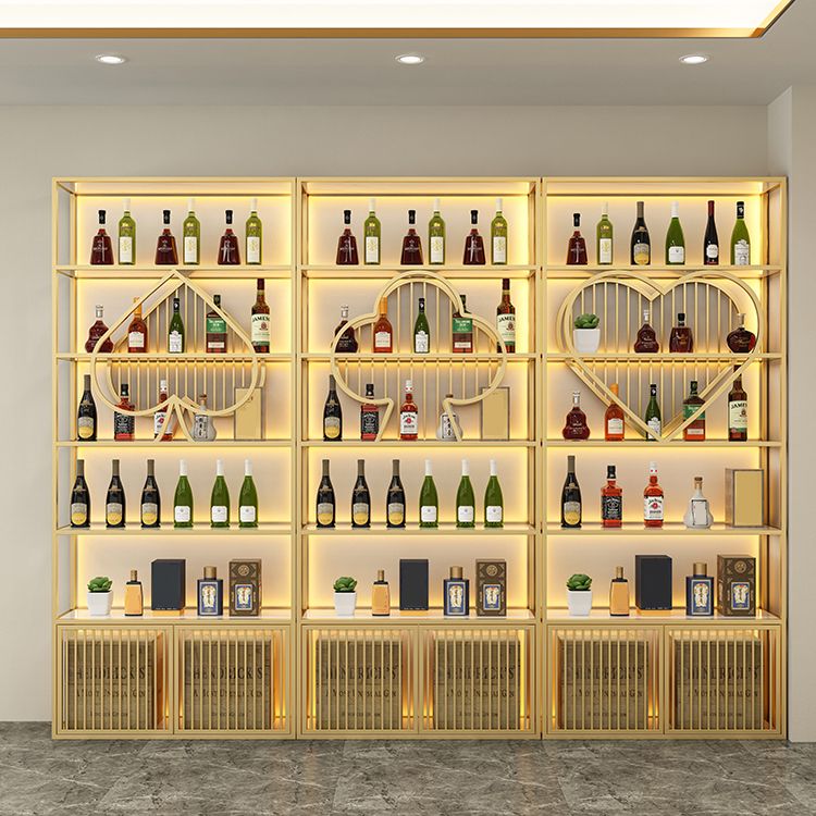 Luxury Freestanding Wine Bottle Rack Metal with Storage Shelves Bottle Holder