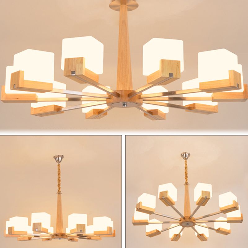 Quadratische Kronleuchterleuchte moderne weiße GlaSpendant Beleuchtung für das Restaurant