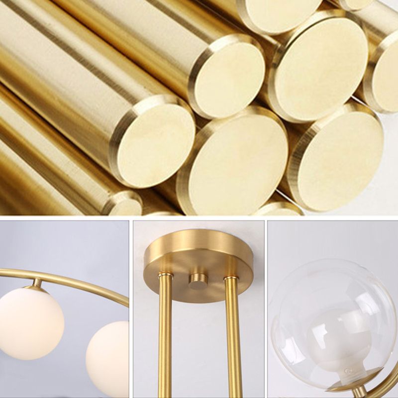 Modern Style Global Shape Island Lights Glass 3/7/9 Lights Pendant Light in Gold