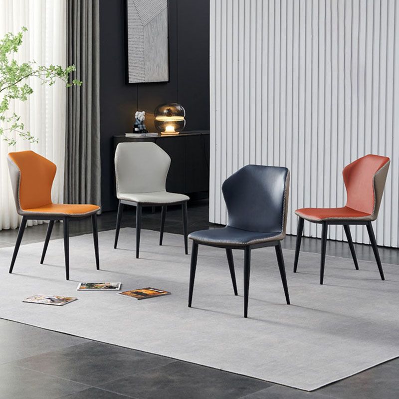 Industrial Style Wingback Armless Chair for Home Faux Leather Dining Chairs