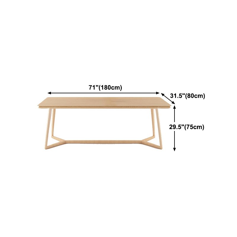 Solid Wood Top Dining Table Rectangle Table with Trestle Base