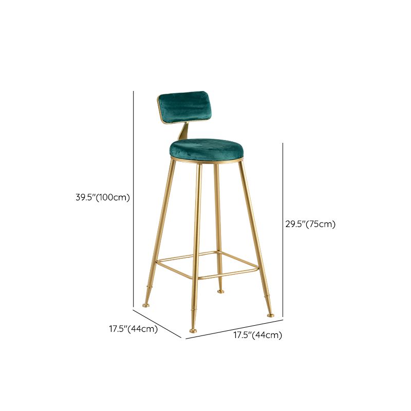 Metal Low Back Counter-height Stool with Footrest and Upholstered