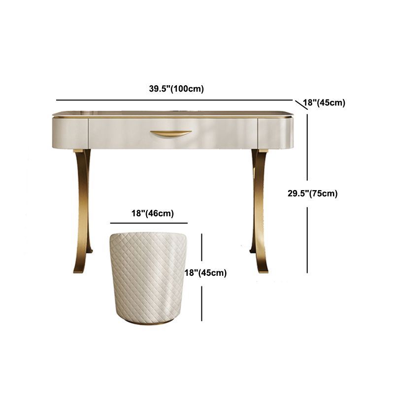 Slate Top Vanity Makeup Table Set Contemporary 1 Drawer Dressing Table