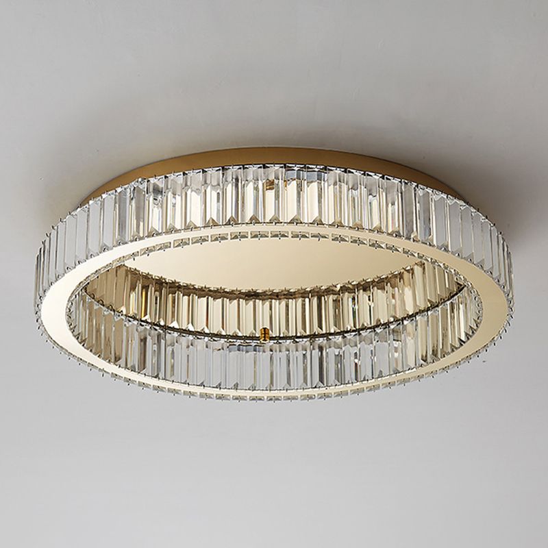 Circle Flush Mount Ceiling Light Fixtures Modern Crystal Ceiling Mount Chandelier for Living Room