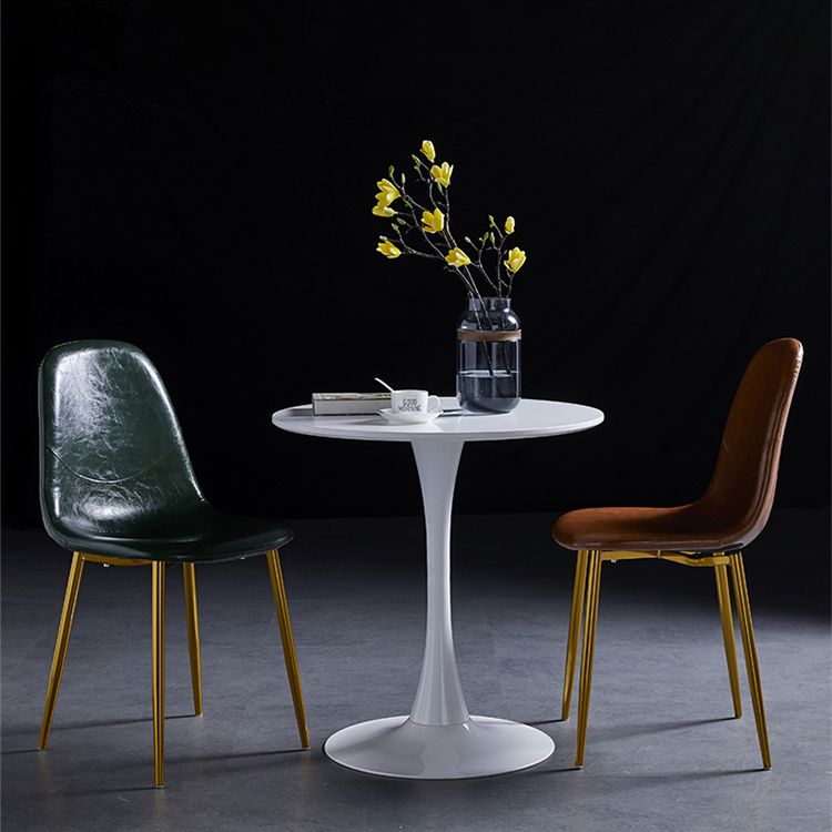 PU Leather Armless Dining Chairs Solid Back Dining Side Chair with Metal Legs