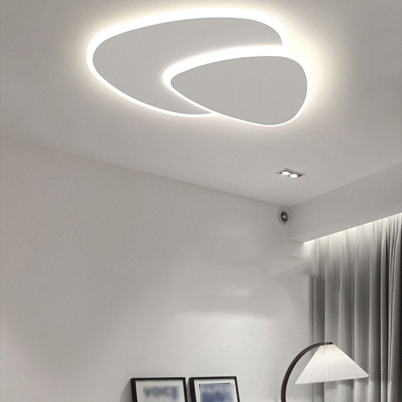 Apparecchio da soffitto a LED bianco acrilico in moderna semplicità ovale in ferro laccato con montaggio ad incasso