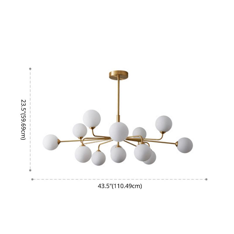 Modern Simplicity Sputnik Pendant Chandelier Opal Glass Hanging Light Fixture for Living Room