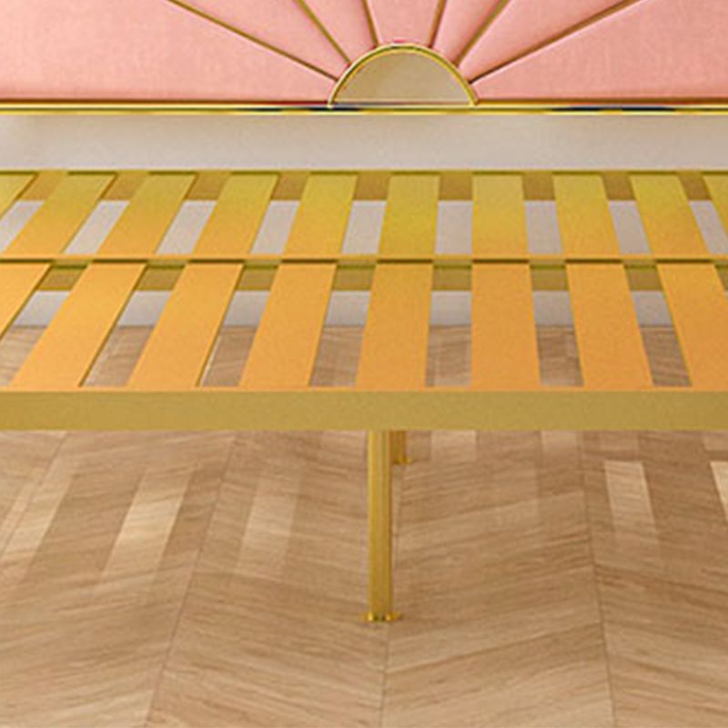 Upholstered Bed with Headboard Metal Bed Frame in Gold Finish