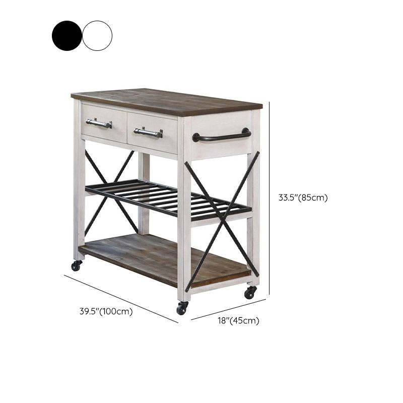 Home Dining Kitchen Trolley Modern Solid Wood Kitchen Island