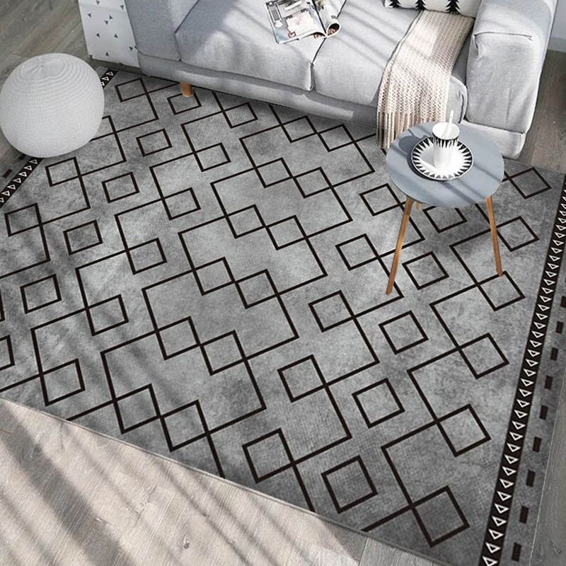 Multicolored Living Room Rug Modern Geometric 3D Illusion Rug Synthetics Non-Slip Backing Stain Resistant Machine Washable Area Rug