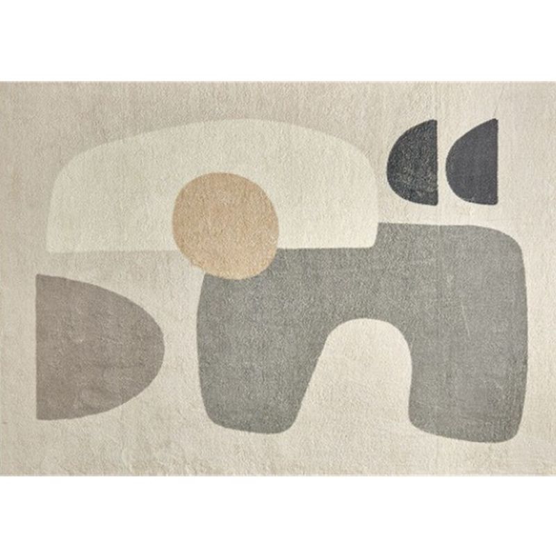 Beige Modern Rug Polyester Color Block Carpet Non-Slip Indoor Area Rug for Home Decoration
