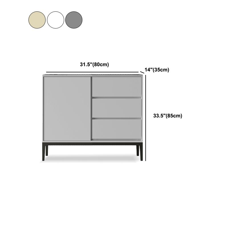Glam Buffet Sideboard Stone and Wood Buffet Table with Drawers