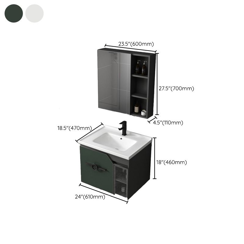 Metal Frame Bath Vanity Mirror Rectangle Wall Mount Single Sink Bathroom Vanity Set