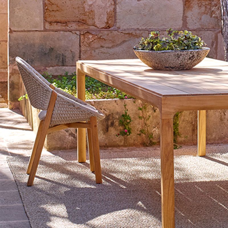 Contemporary Open Back Dining Armchair Solid Wood Outdoors Dining Chairs