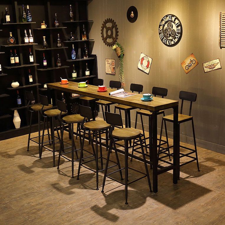 Industrial Bar Table Set 1/6/11 Pieces Rectangle Pine Wood Counter Table for Bar