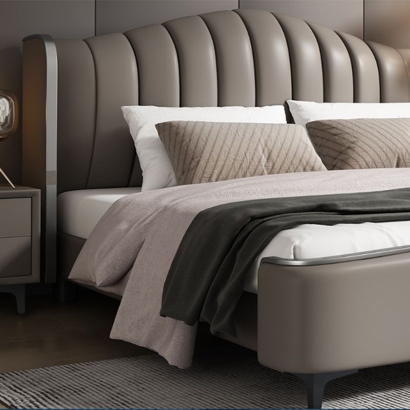 Glam Style Upholstered Headboard Leather Material Sponge Filled Multicolor Choice Bed