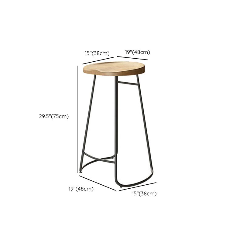 Contemporary Solid Wood Counter Stool Saddle Seat Bar Stool for Indoor