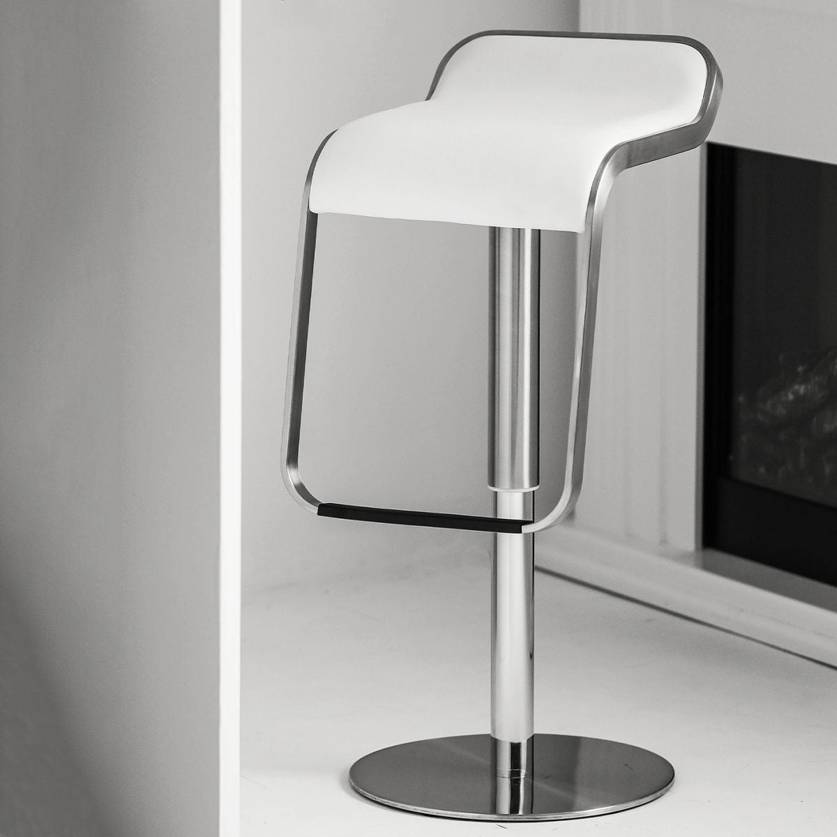 Modern Style Adjustable Backrest Counter Stool with Leather Cushion