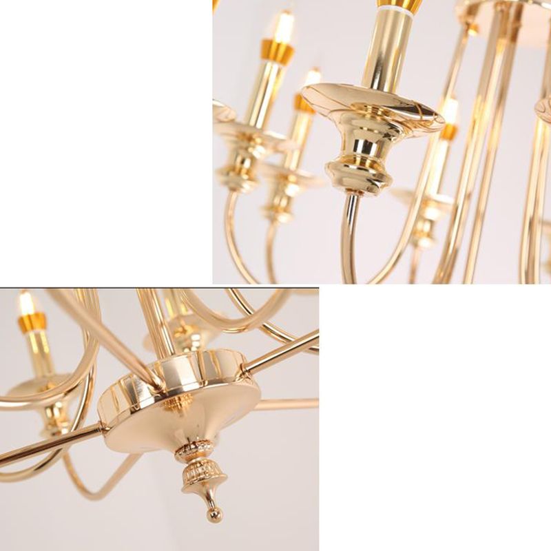 Candle Metal Chandelier Lighting Classic 10 Lights Dining Room Pendant Lighting in Gold