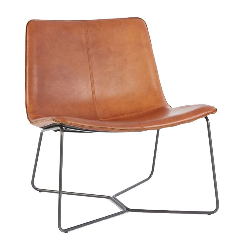 Industrial 24.4"Wide Faux Leather Fixed Back Metal Base Armless Chair