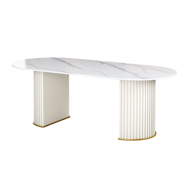 Oval Double Pedestal Dining Table Stone Furniture for Dining Room Home
