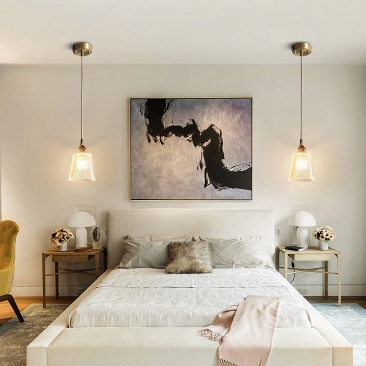 Glazen gearceerde hangende plafondlicht Minimalistische stijl Hangend hanglampje in goud