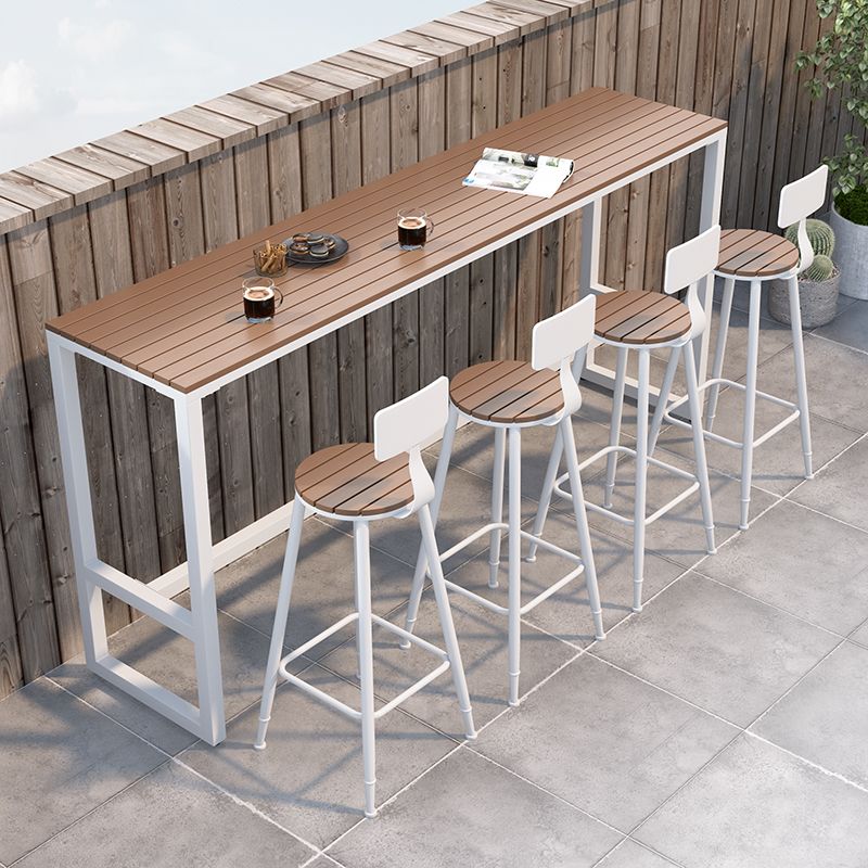 Industrial Bar Set 1/2/5 Pcs Wood Counter Height Table with Metal Barstool