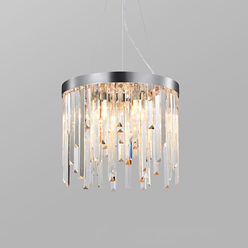 2/6 Glühbirnen Hanging Lamp Kit zeitgenössische runde klare Kristallprismen Kronleuchter, 8 "/16" breit