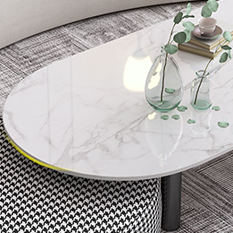 Glam 3 Legs Cocktail Table Oval Coffee Cocktail Table for Living Room