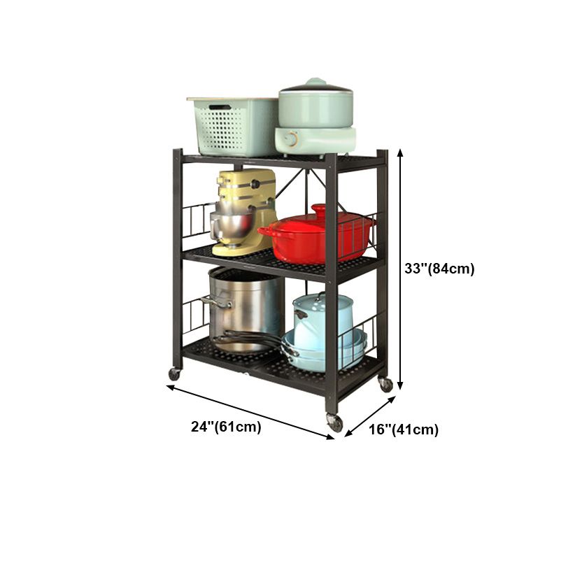 Contemporary Folding Steel Etagere Bookshelf with Caster Wheels