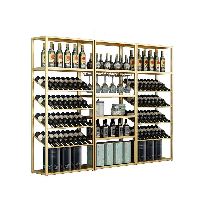 Industrial Iron Bottle Wine Rack Simple Floor Bottle Holder with Wine Storage