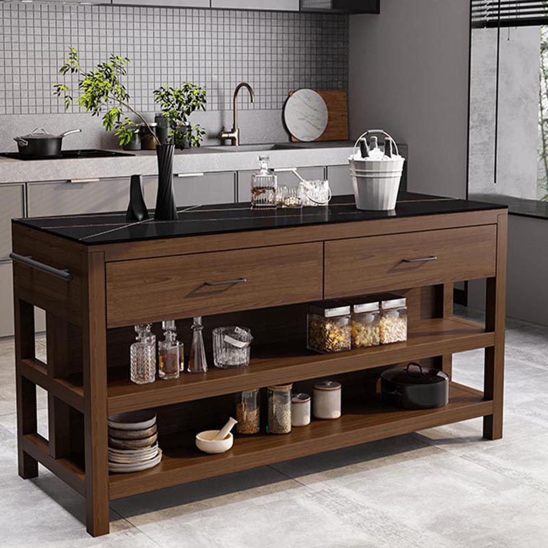 Modern Stationary Kitchen Island Table Sintered Stone Kitchen Island Table with Drawer