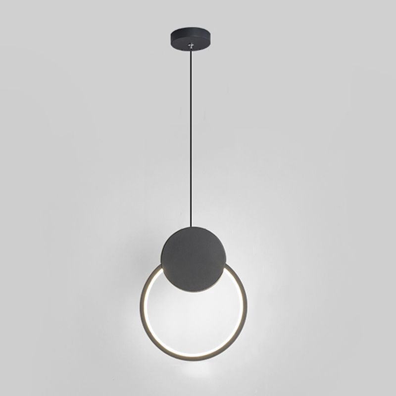 Contemporary Style Linear Shape Pendant Light Metal 1 Light Hanging Lamp in Black