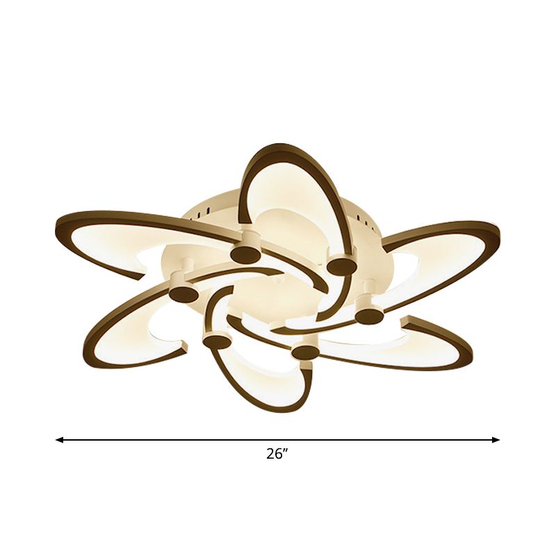 White Spiral Floral Flush Mount Lamp Modernism 3/6/12-Head Acrylic Semi Flush Ceiling Light in Warm/White Light
