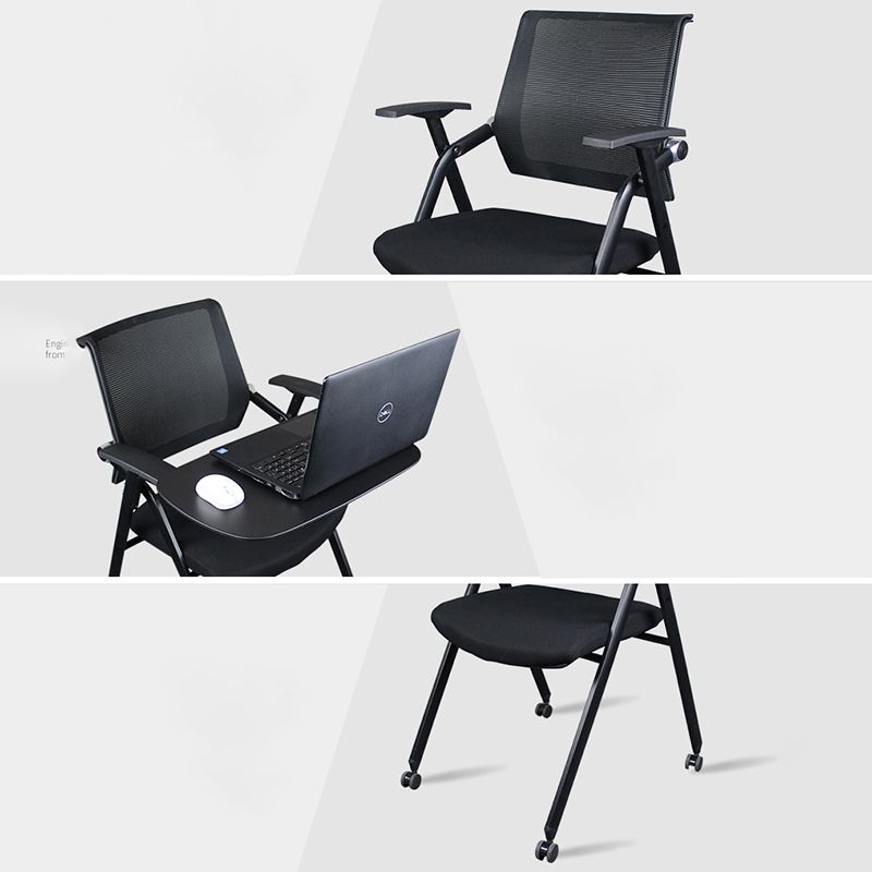 Black Metal Frame Modern Task Chair with Arms Conference Chair with Mid Back