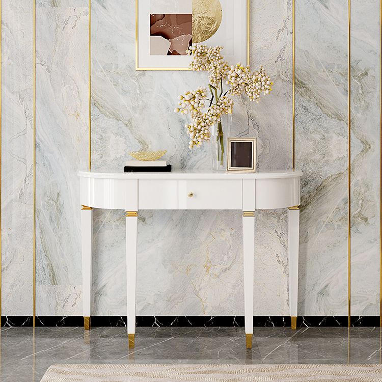 Mid-Century Modern Wood Console Table Half Moon Console Sofa Table for Hall