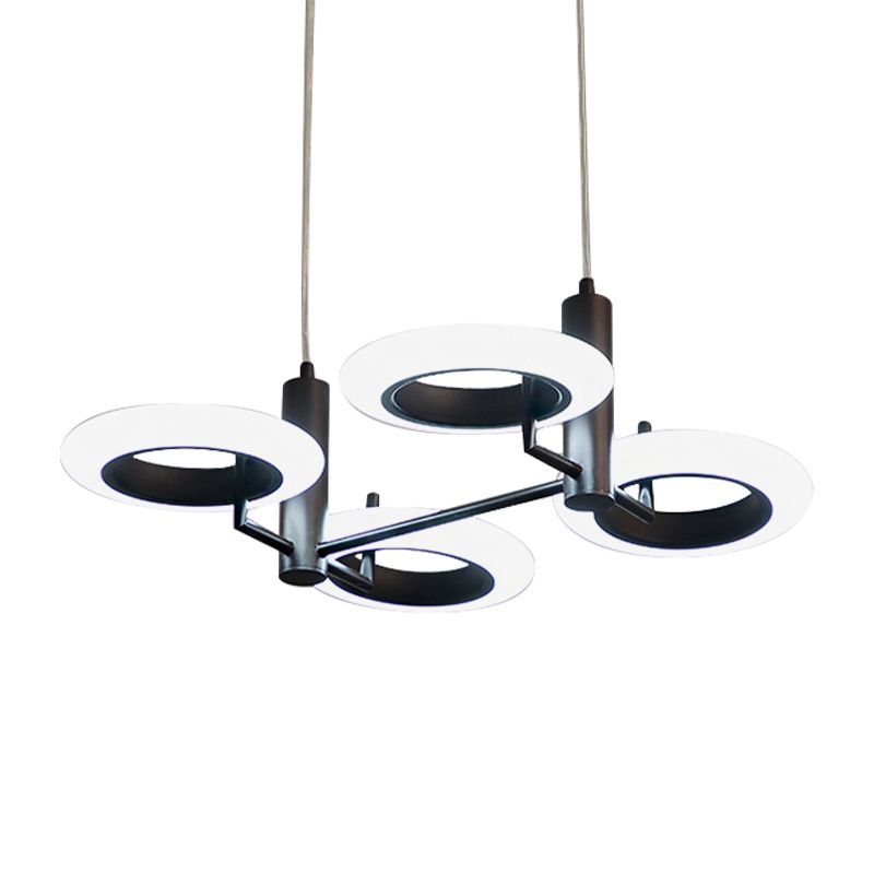 Zwart/wit/bruine donuthangende lampkit Modern 3/4-head acryl kroonluchter hanger in warm/wit licht